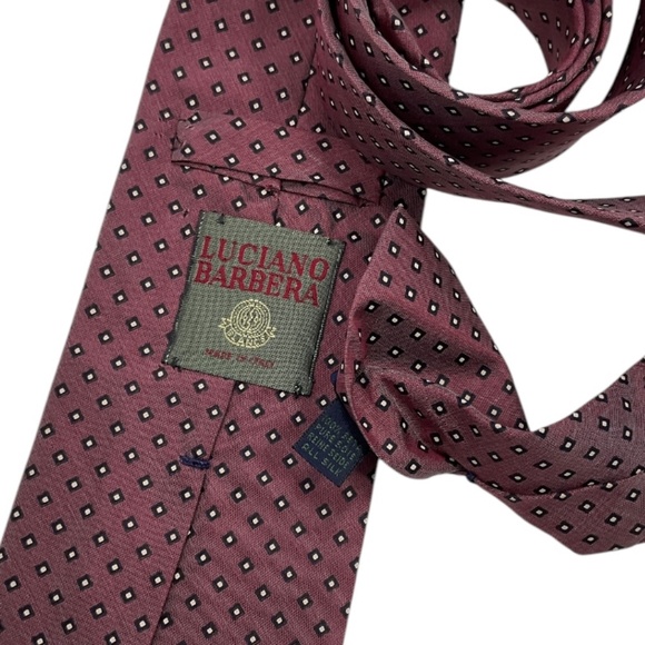 LUCIANO BARBERA Burgundy Geometric Silk LUXURY Tie ITALY - Picture 4 of 5